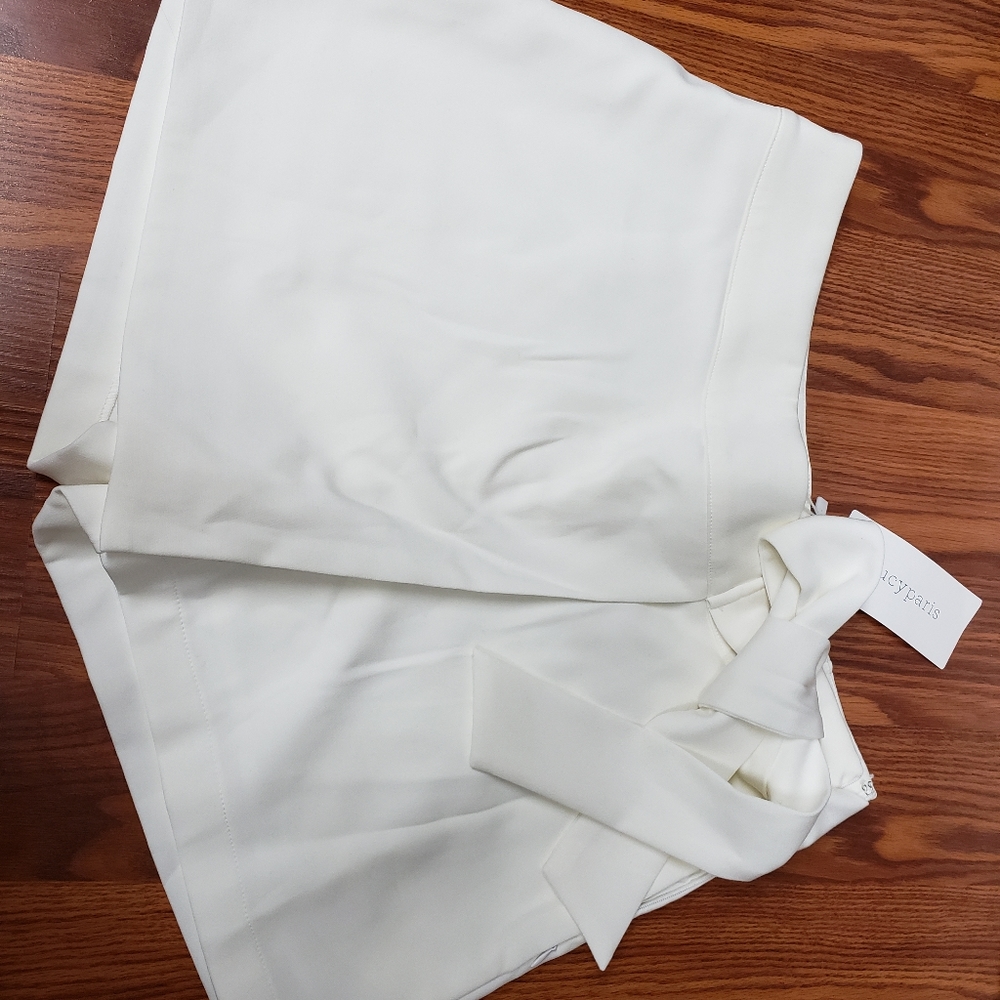 Lucy Paris White Skirt/Short with Tie